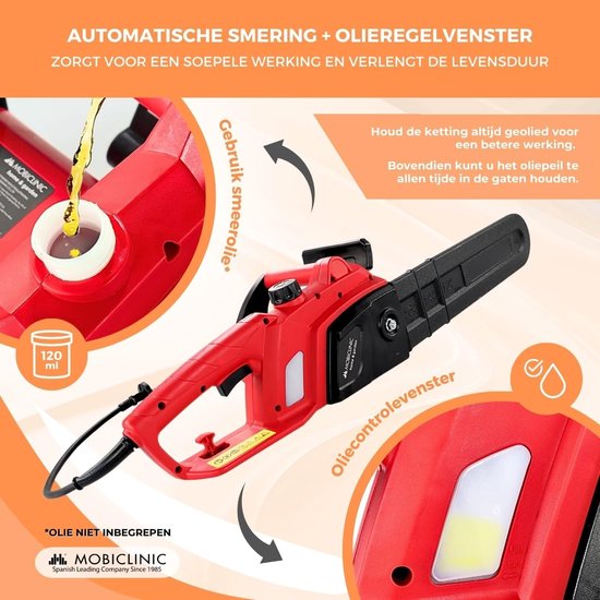 Krachtige Elektrische Kettingzaag met Snoer 1800W - 40 cm Zaaglengte — afbeelding 5