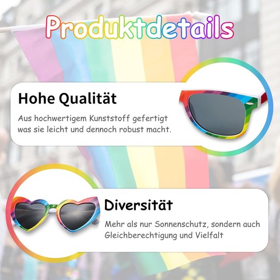 3-Pack Kleurrijke Regenboog Zonnebrillen voor Pride Feest en Carnaval — afbeelding 2
