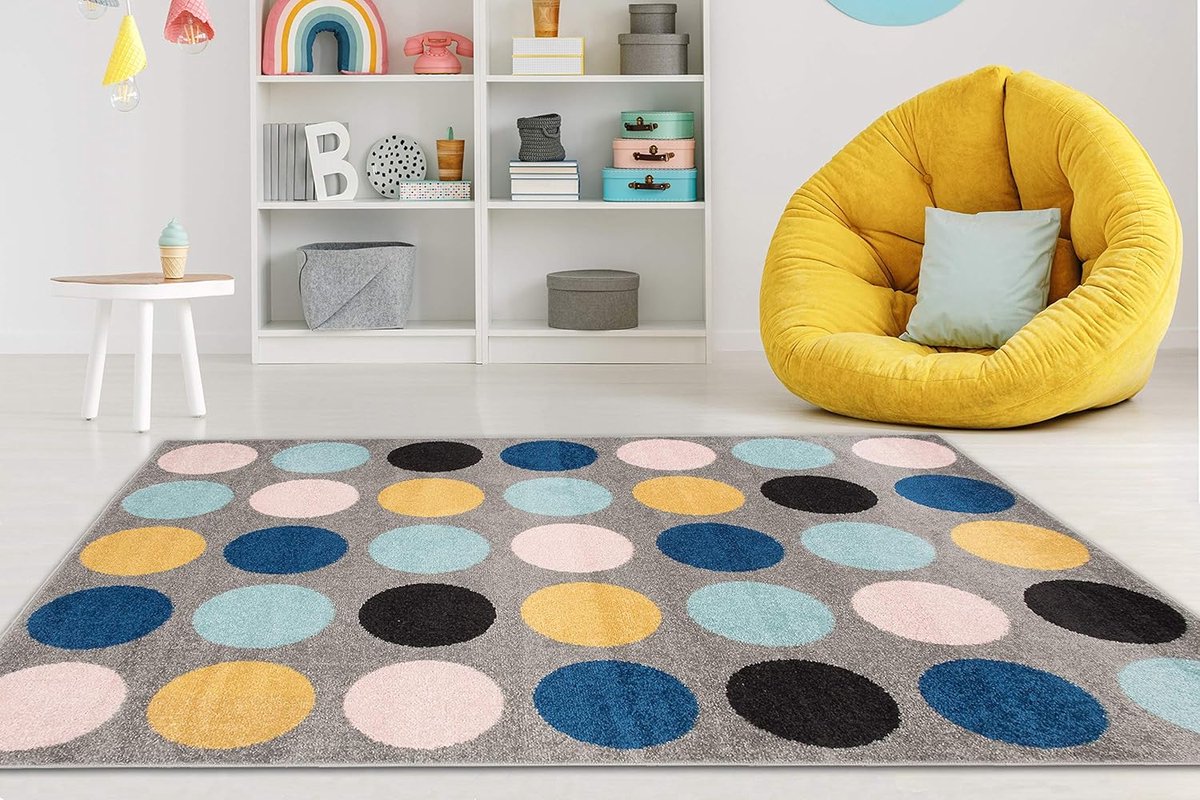 Vloerkleed Kinderkamer 120x170 cm - Laagpolig Tapijt met Patroon - Veelkleurig - Geschikt 