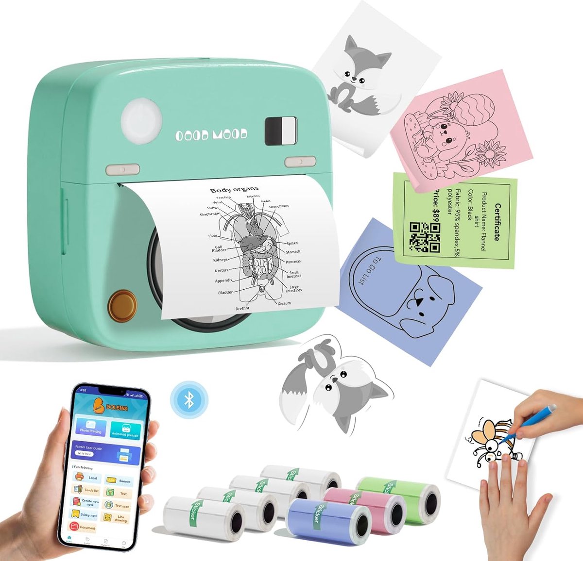 Draagbare Mini Labelprinter voor iOS en Android