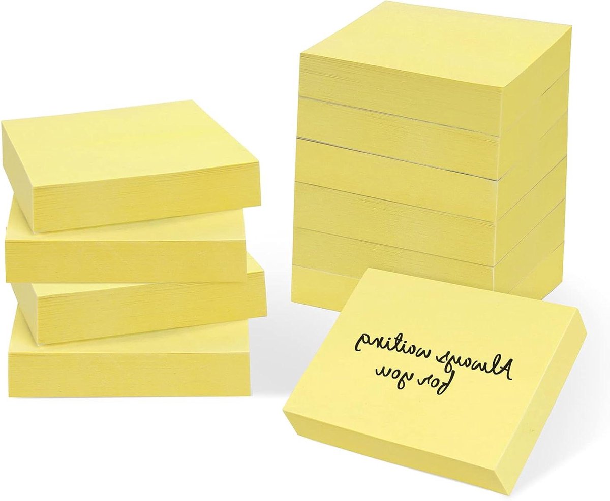 Cocoplus - Zelfklevende Notitieblaadjes - Notitieblokken - Pastelgeel - Kantoor en Huis - Kleurrijk - Geschikt voor Alle Merken - 2400 Vellen - 24 Stuks, 50 x 38 mm