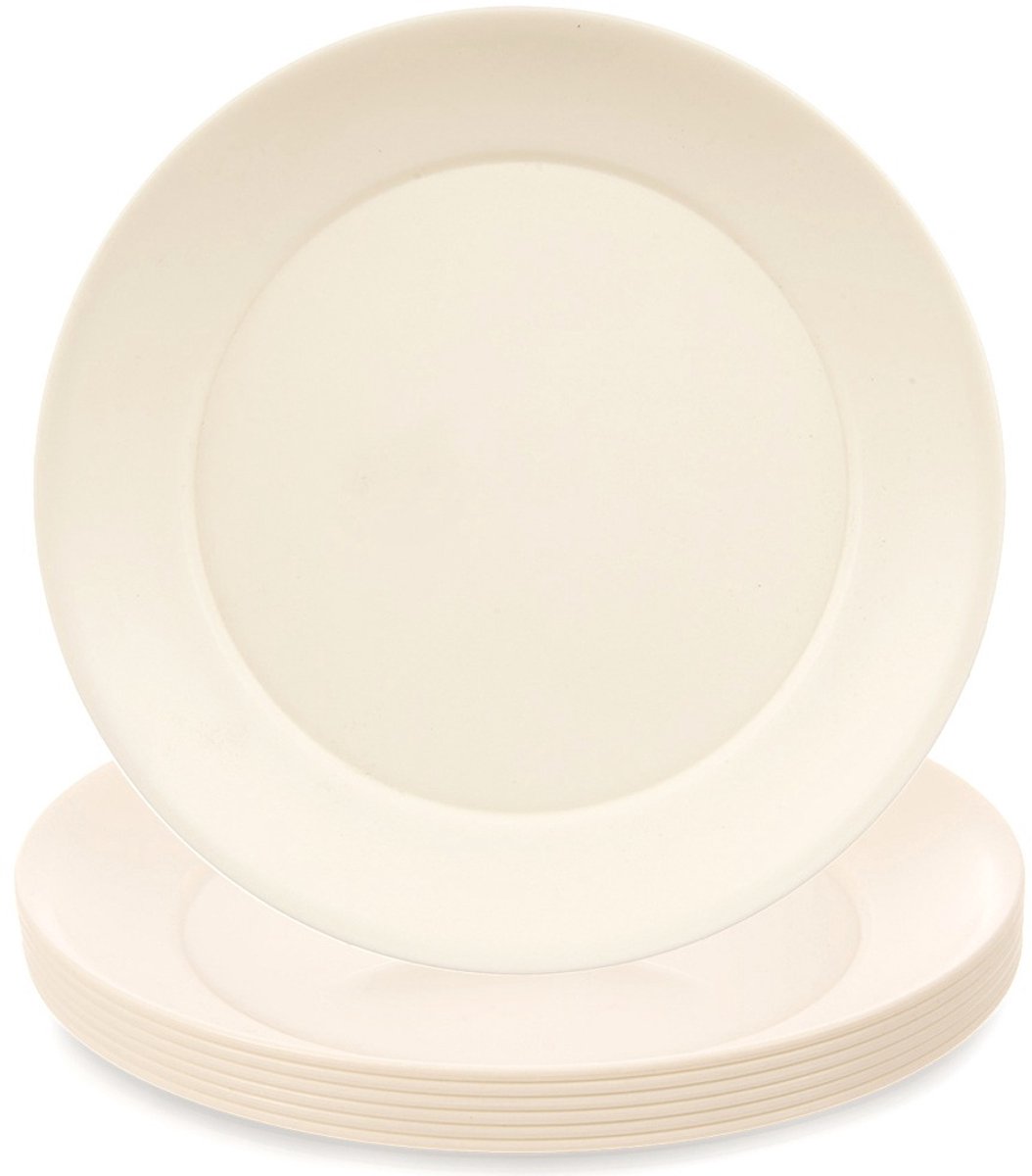 Dinerborden Plastic Crème 23,5 cm 6 stuks - Set - Borden - Bord
