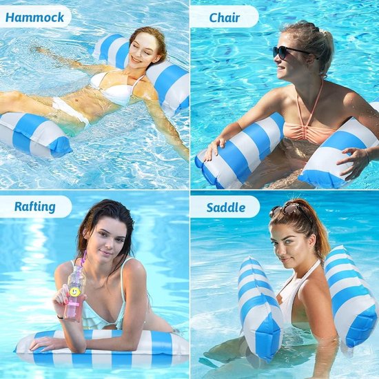 Opblaasbare waterhangmat voor zwembadplezier - 2 stuks - luchtmatras-bed - 4-in-1 zwemmat - net - waterzwembad - zomer speelgoed - zwembadfeesten - roze en blauw van Intex — afbeelding 3