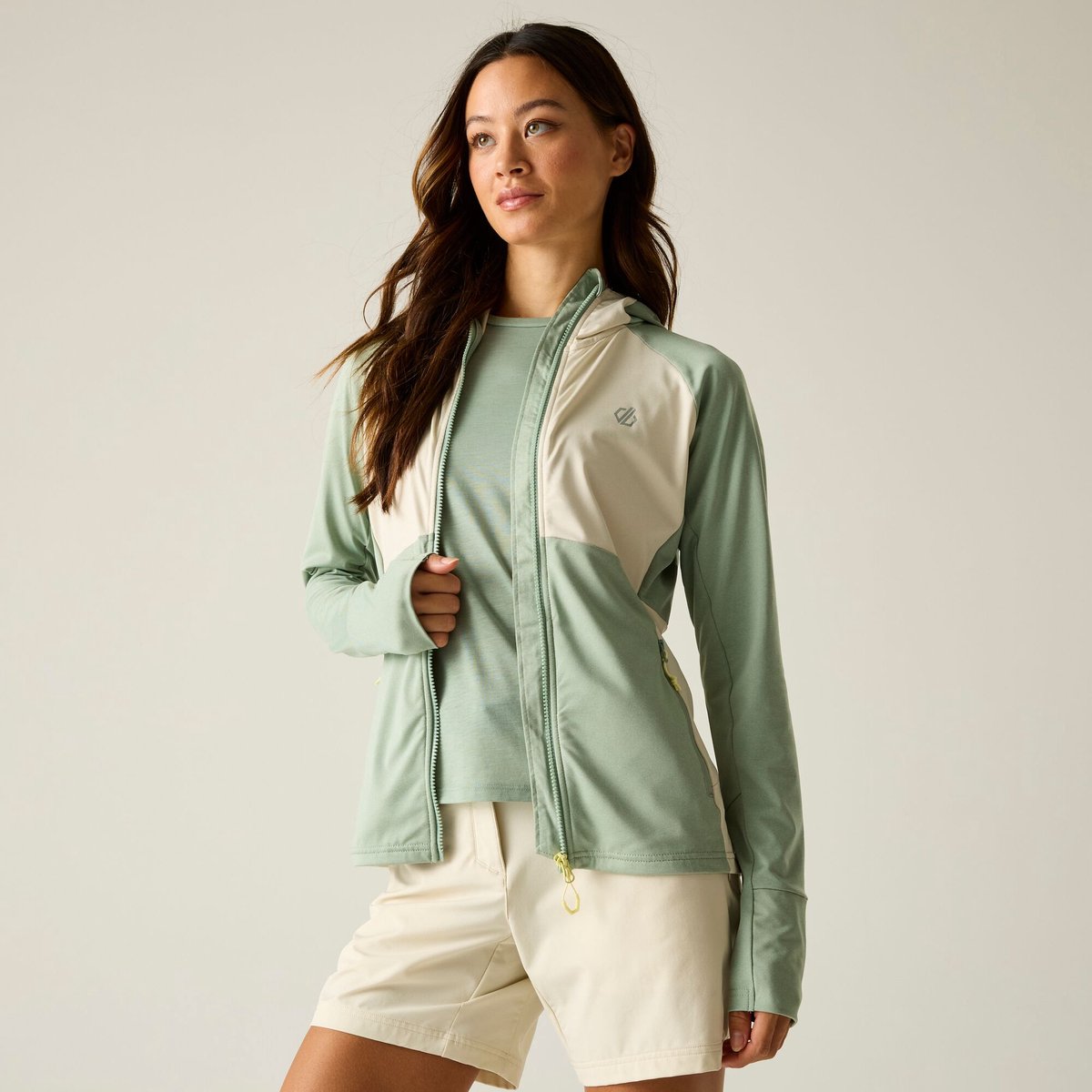 Dare2B Evolving III dames midlayer met capuchon en kleurblokken