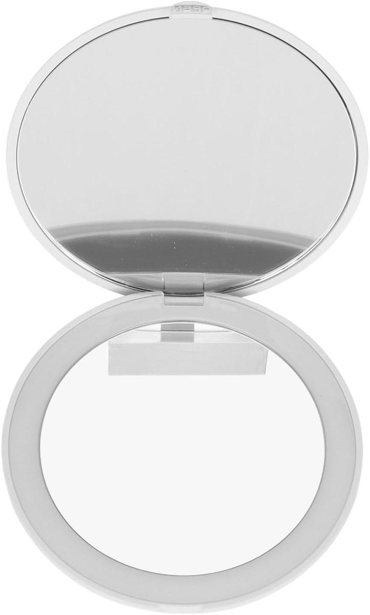 LED Make-upspiegel met UV-camera en Vergroting, Opvouwbare Handheld Verlichte Spiegel, Draagbaar en Dubbelzijdig, 3,5 Inch, 6500K - Voor op Reis - Wit