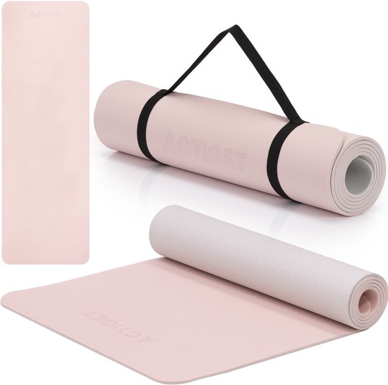 Actiget® Yogamat - Extra Dik - Inclusief Draagriem - 183 x 61 x 0.6 CM - Roze - TPE