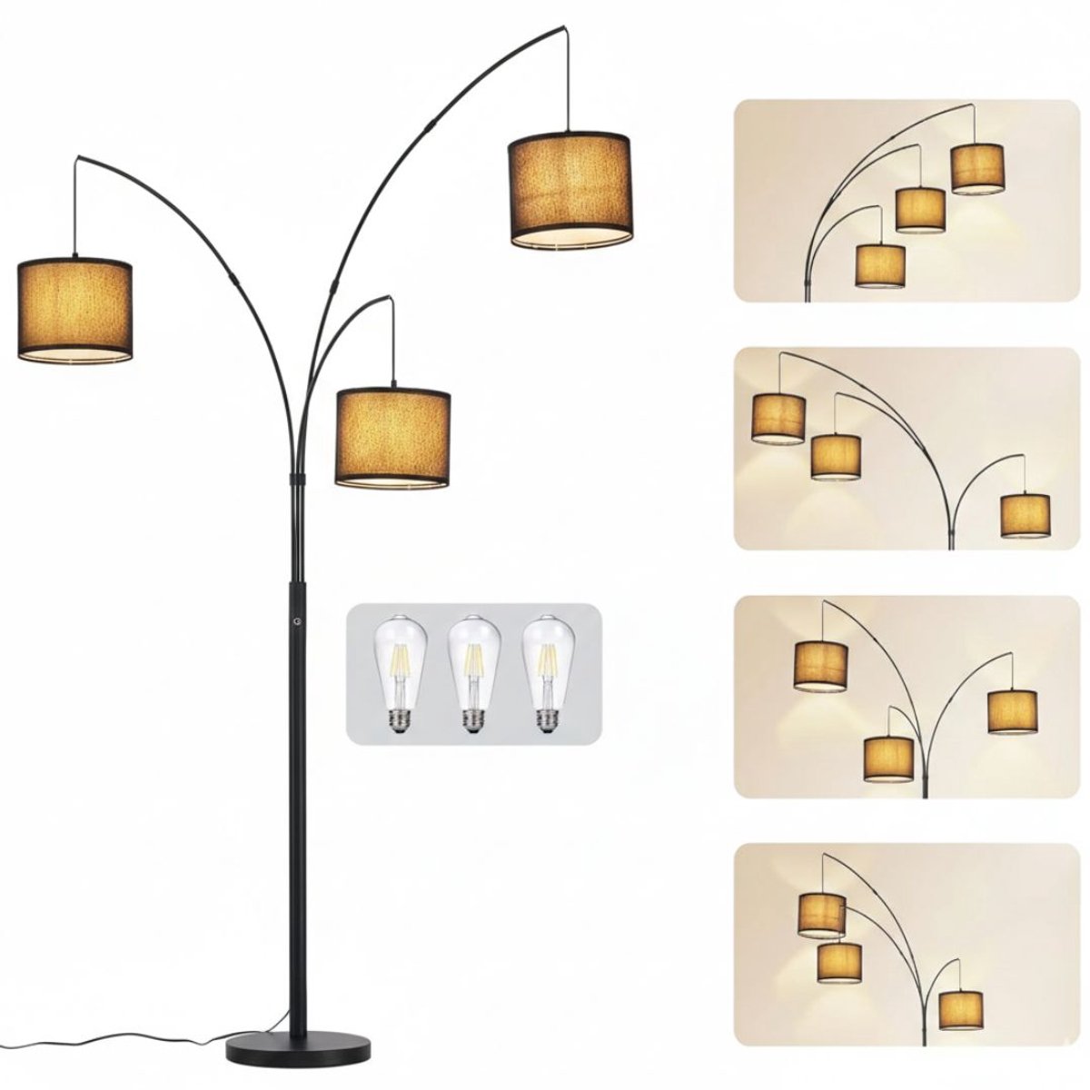 Booglampen Staand Voerlamp - Vloerlampen Woonkamer - Zwart