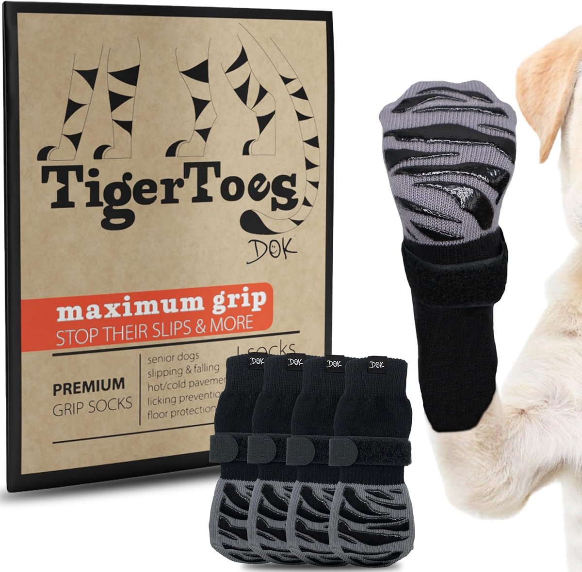 TigerToes Premium antislip hondensokken voor hardhouten vloeren - extra dikke grip die ook