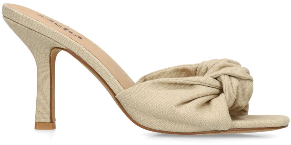 Sacha - Dames - Beige muiltjes met hak en knoop detail - Maat 37