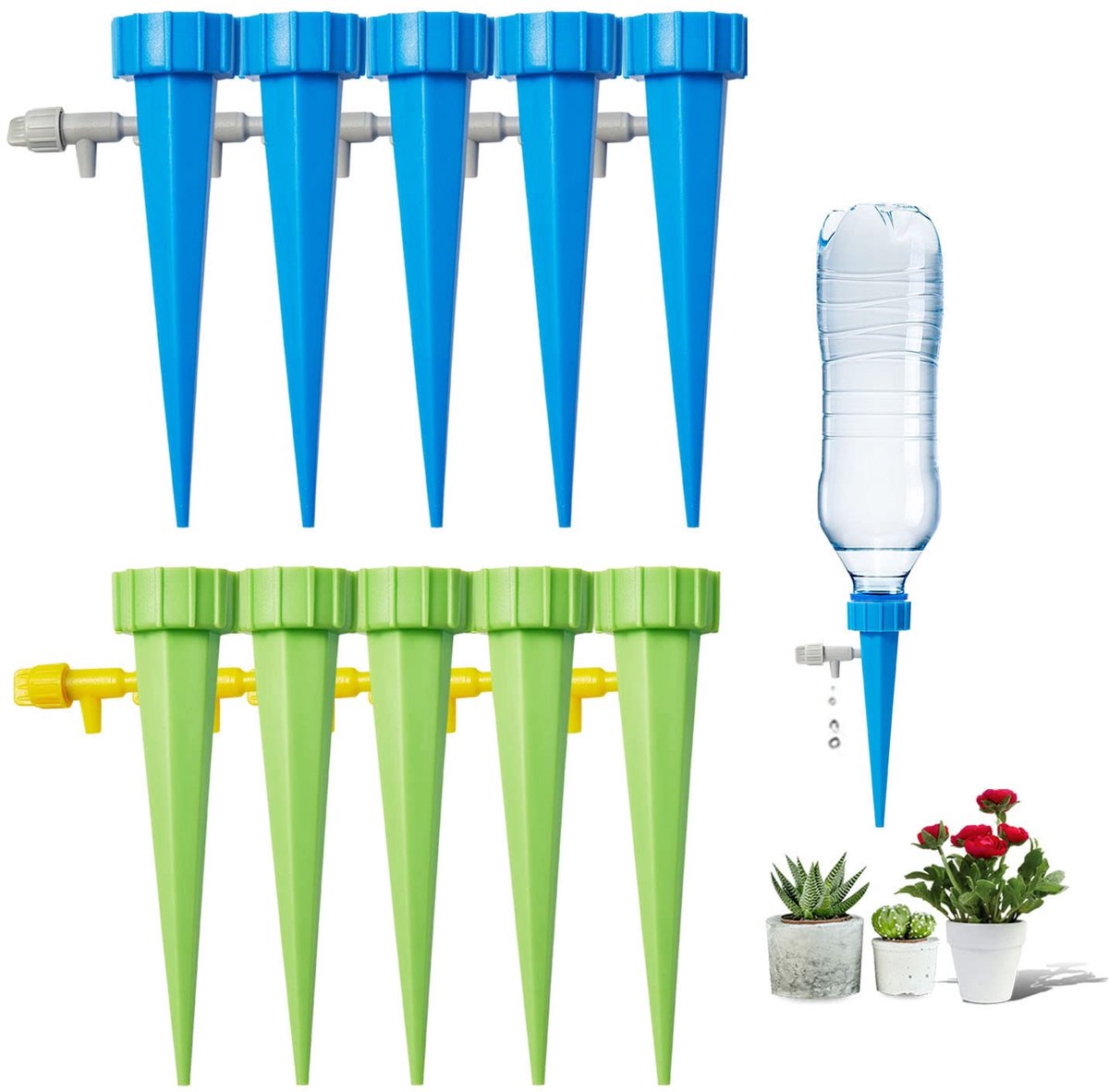 Zelfbewaterende plantenspikes – Druppelbewateringssysteem voor potten (binnen en buiten) – Set van 10 stuks