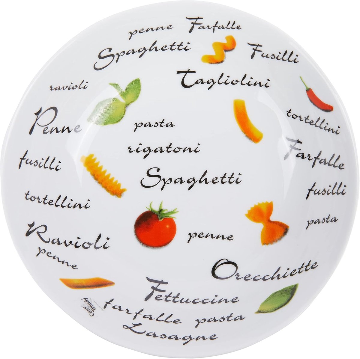 Set van 6 Witte Porseleinen Pastaborden Rond 20 cm