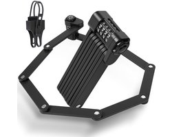 Vouwslot voor fiets 110 cm - 4-cijferig codeslot met houder - Zwart - Voor fiets, e-bike en motor