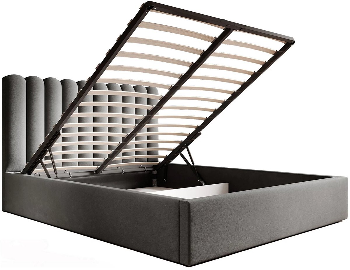 Gestoffeerd Tweepersoonsbed 180x200 cm met Opbergruimte – Luxe Velvet Hoofdbord en Gaslift – Lichtgroen – Comfortabel en Modern – Abkantoor