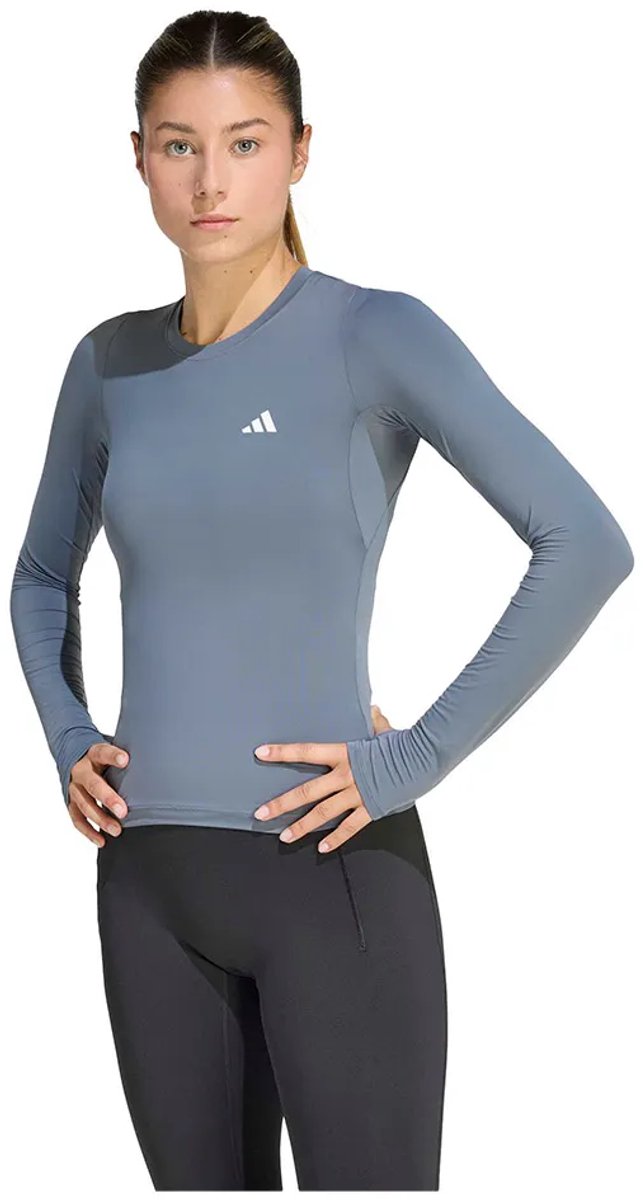 Adidas Power Essentials Workout Contour T-shirt Met Lange Mouwen Vrouw Onix