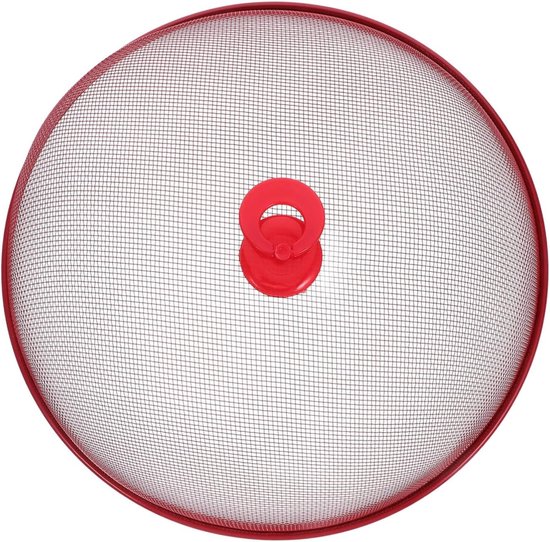 Rode ijzeren voedselklok 30cm - Ergonomisch handvat, transparant gaas, voor buiten — afbeelding 5