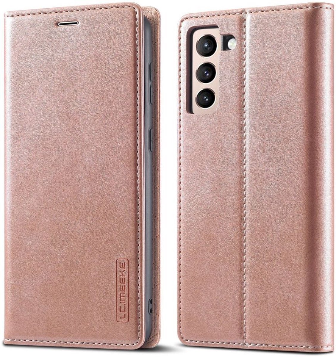 LC.IMEEKE Hoesje Portemonnee Book Case Roze Geschikt voor Samsung Galaxy S21 FE