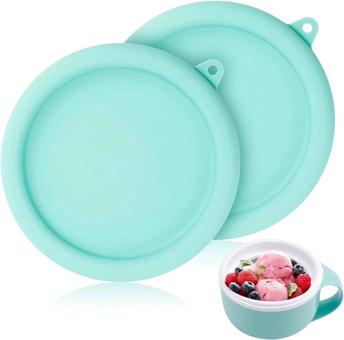 2 Stuks Siliconen Deksel voor IJsmaker Beker, 15 CM Flexibel en BPA-vrij