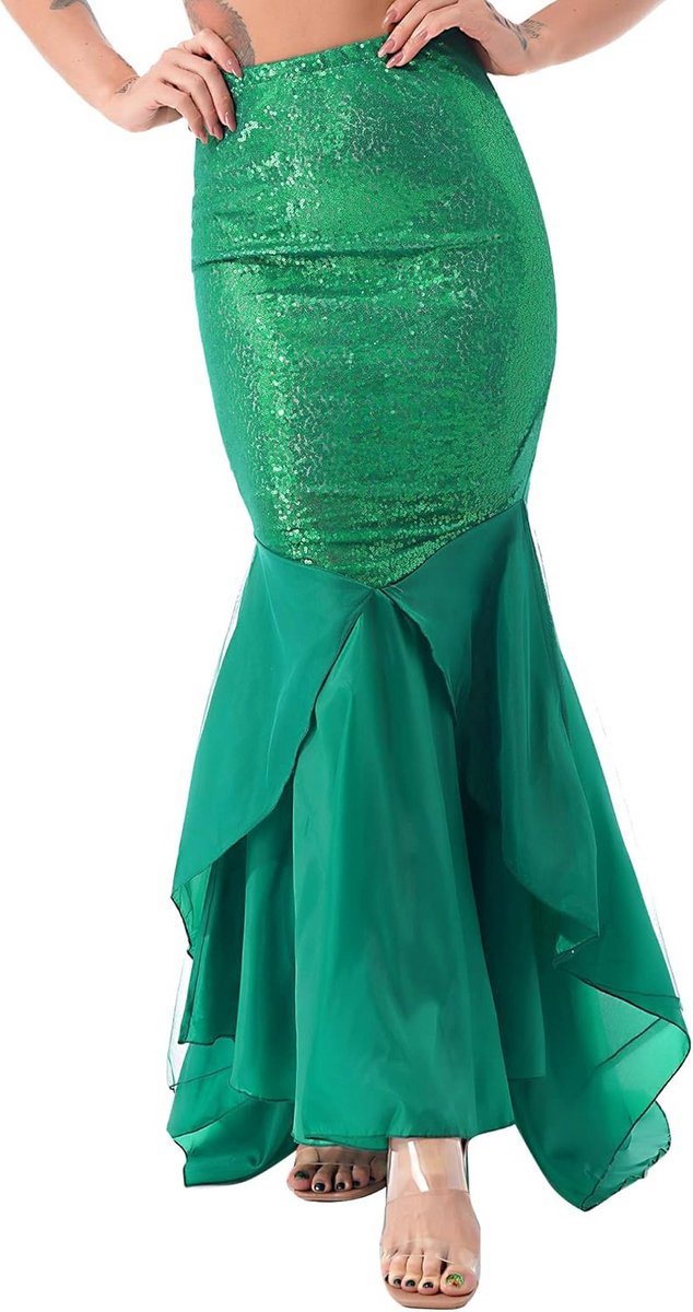 Zeemeerminnenrok met Pailletten - Maxi Rok Staart - Feest Carnaval Cosplay - Glinsterende Pailletten - Diverse Maten