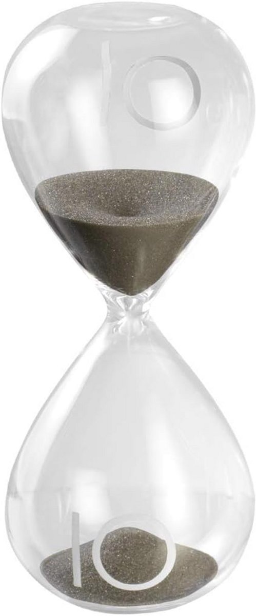 Glazen Zandloper 10 Minuten - Grijs - Tijdmeting voor Koken & Spel