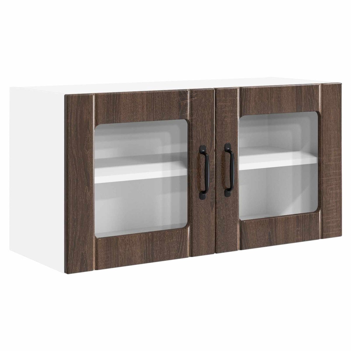 vidaXL Wandglas - Kasten - PORTO - Bruin - eiken - 80 - x - 31 - x - 40 - cm - Bewerkt - hout Bruin eiken