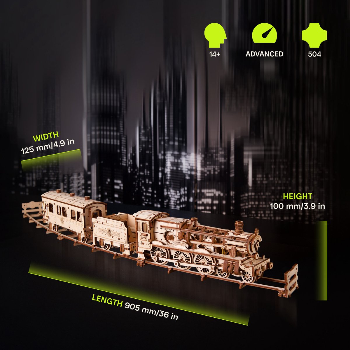 UGEARS 3D Modelbouw - Hogwarts™ Express - Harry Potter™ - Mechanisch Bouwpakket Hout - Educatief Speelgoed — afbeelding 23