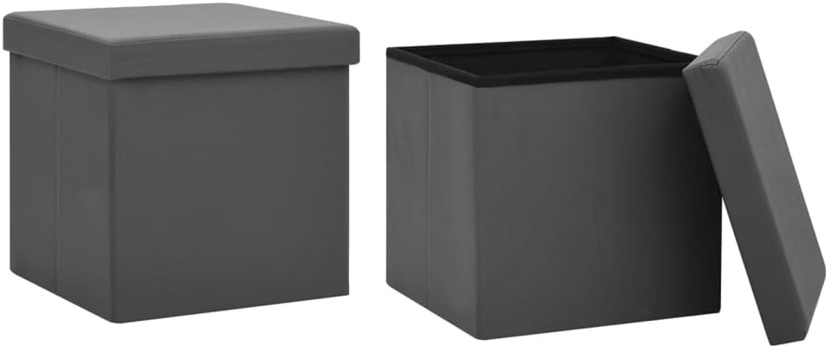 Vouwbare opbergkist met zitting - 2 stuks PVC grijs