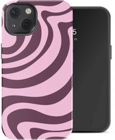 Selencia Hoesje - Geschikt voor Apple iPhone 13 - Backcover - Wavy Swirl Pink Plum