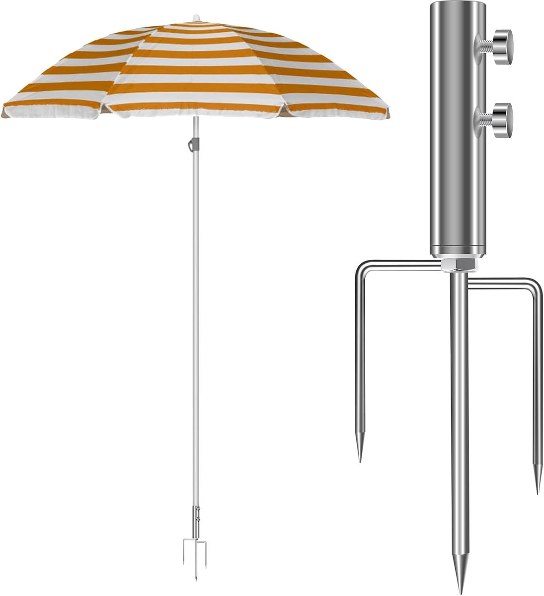 Stevige Parasolstandaard met Grondverankering voor Strand, Tuin en Camping