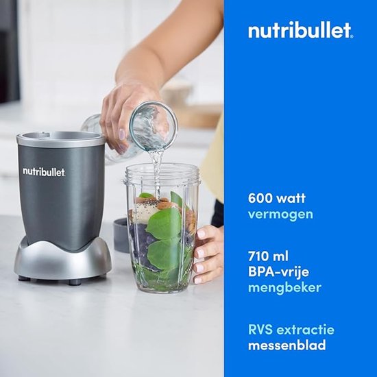 Jurrys Smoothie Maker 600W - Blender To Go 710ml - Elektrische - Multifunctionele Mini Blender - BPA-vrij - Grijs van Merkloos — afbeelding 5
