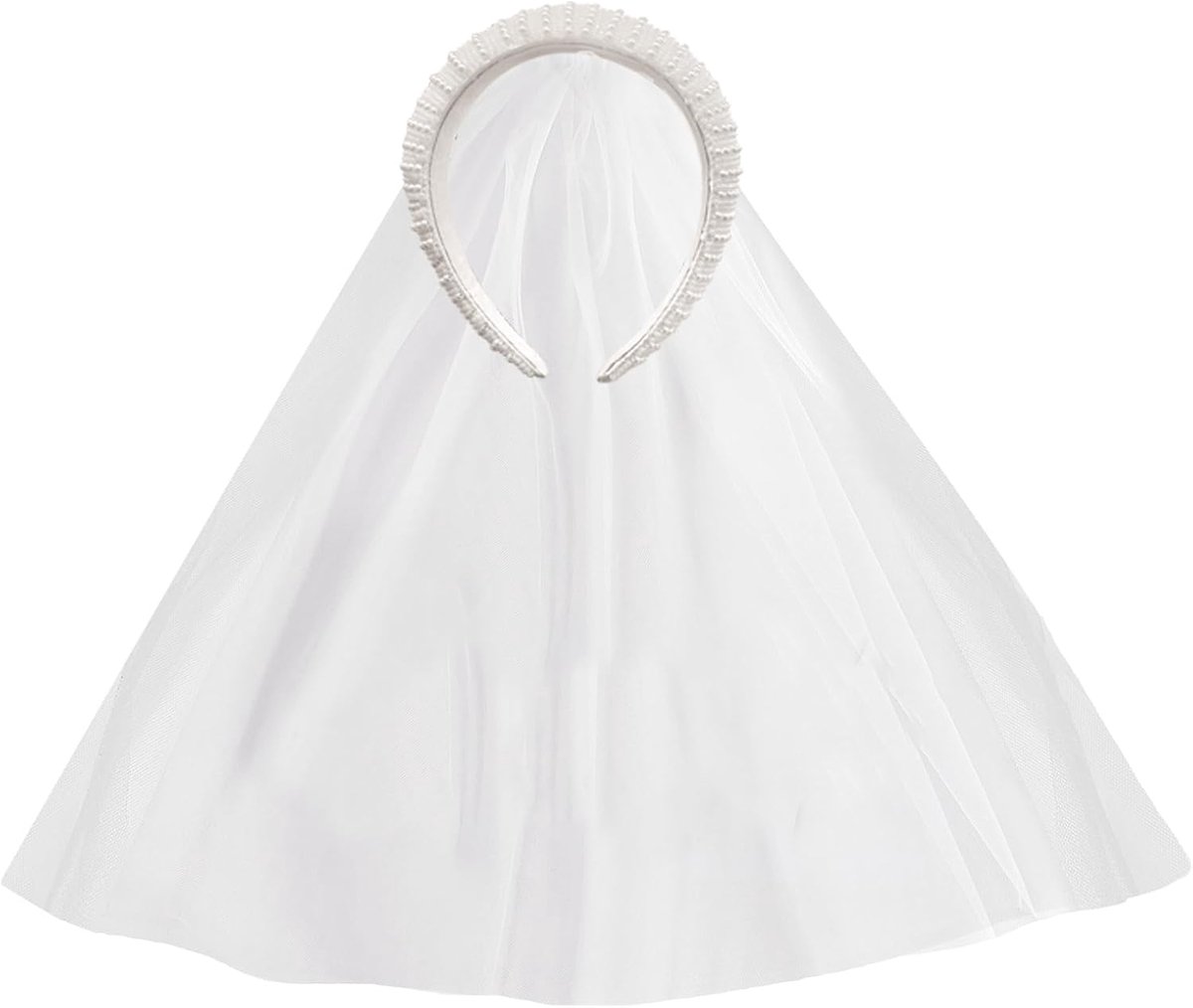 Parel bruidskroon met afneembare sluier hoofdband bruids haaraccessoire