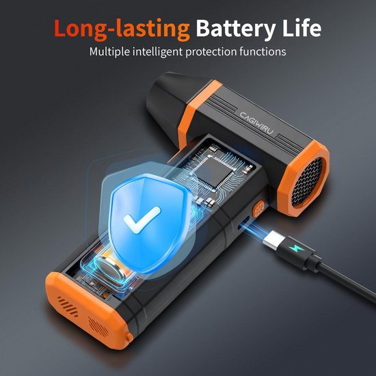 Draadloze Luchtblazer 300000 RPM - 3 Snelheden, 10000 mAh Batterij, LED-licht, voor PC, Auto, Huis, Toetsenbord, Auto en Huis van Merkloos	 — afbeelding 5