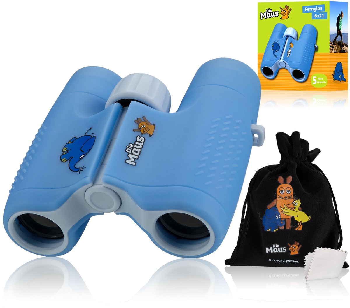 DieMaus - 6x21 Verrekijker voor Kinderen - Blauw - Met Tasje - Licht en Compact