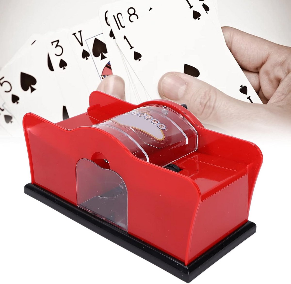 Handmatige kaartenschudmachine voor 1-2 kaartspellen – rood, geschikt voor poker en andere kaartspellen