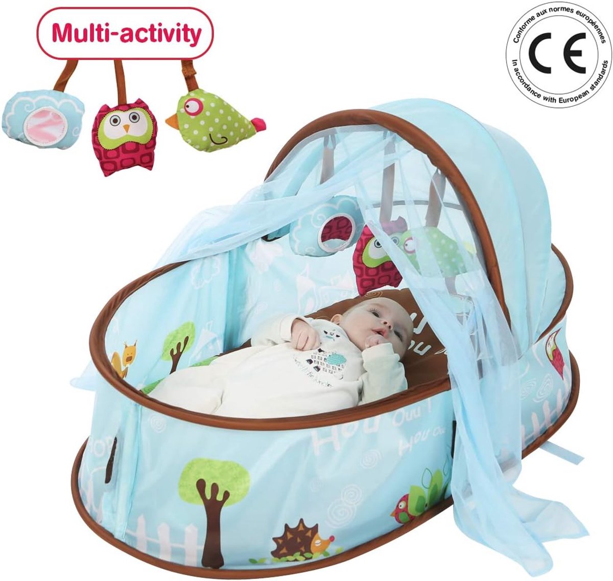 Reiswieg Baby - Draagbaar Bedje - Veilig Slapen - Snelle Opzet - 90x52x50 cm - Blauw