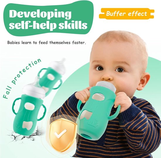 Pack of 5 Silicone Flesbeugels voor Avent Natural Glazen Flessen, BPA-vrij, Compatibel met Baby Flessen, Gemakkelijk Vasthouden, Veilig en Duurzaam, Set van 5 in Verschillende Kleuren — afbeelding 4
