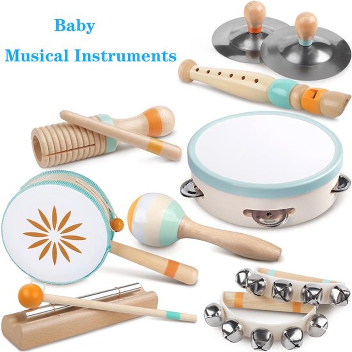 Muziekinstrumenten Voor Baby's - Montessori Muziekspeelgoed Voor Peuters, Houten Percussie-instrumentenset, Muziekspeelgoed in Neutrale Kleuren Voor Kinderen Vanaf 3 Jaar, Verjaardagscadeaus Voor Kleuters