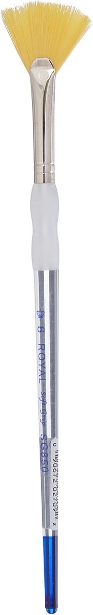 Taklon Fan Brush, Maat 6, Goud, Soft-Grip, Transparant Handvat