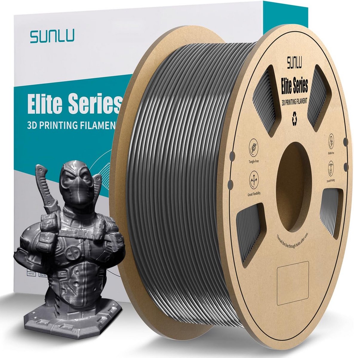 3D Printer Filament - PETG Materiaal - Modelbouw Printen - Duurzame Kartonnen Spoel - 1 Kilogram - Grijs