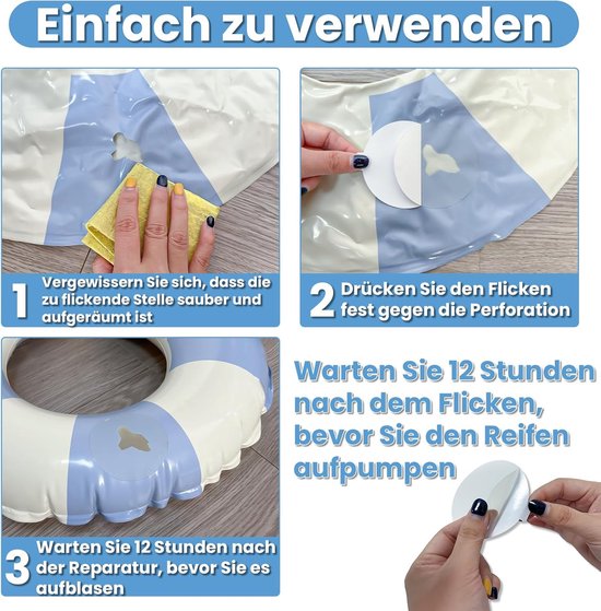 Opblaasbare Reparatieset 12 Stuks - Waterdicht 7,5 cm TPU Reparatieband voor Zwembad, Airmatras en Speelgoed van Merkloos — afbeelding 4