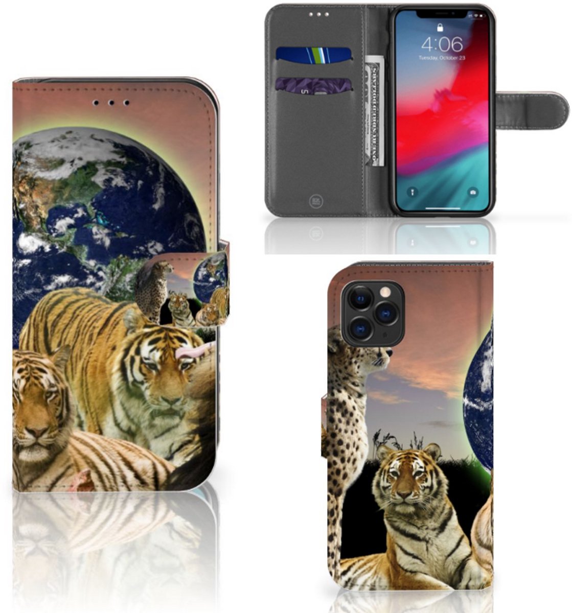 Apple iPhone 11 Pro Telefoonhoesje met Pasjes Roofdieren