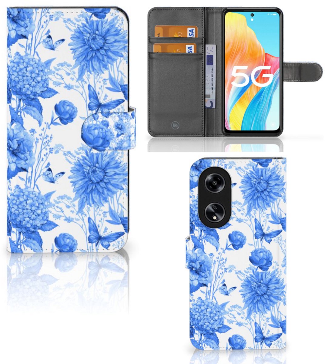 Hoesje voor OPPO Reno8 T 5G Flowers Blue