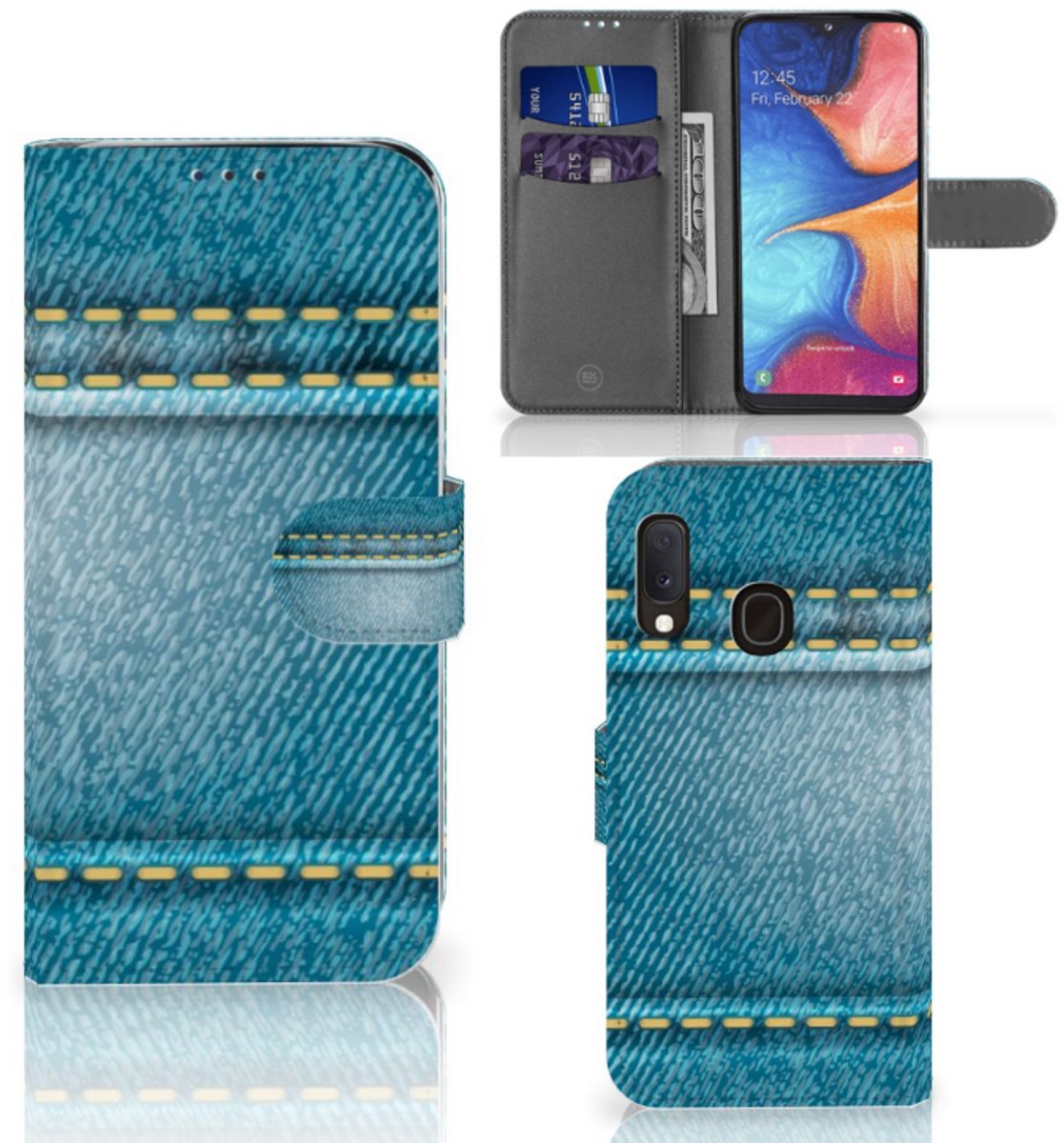 Samsung Galaxy A20e Wallet Case met Pasjes Jeans