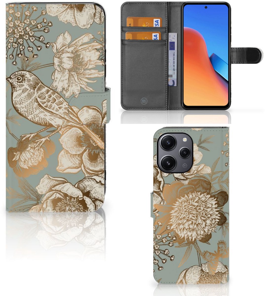 Hoesje voor Xiaomi Redmi 12 Vintage Bird Flowers