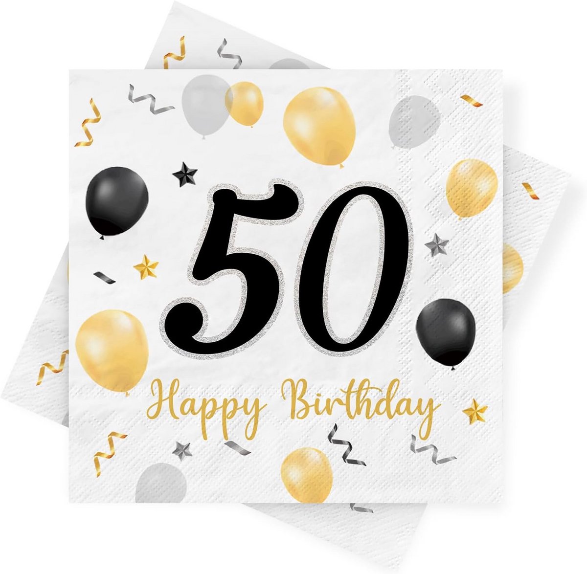 Servetten voor 50ste Verjaardag - 30 Stuks Tafeldecoratie - Goud-Zwart
