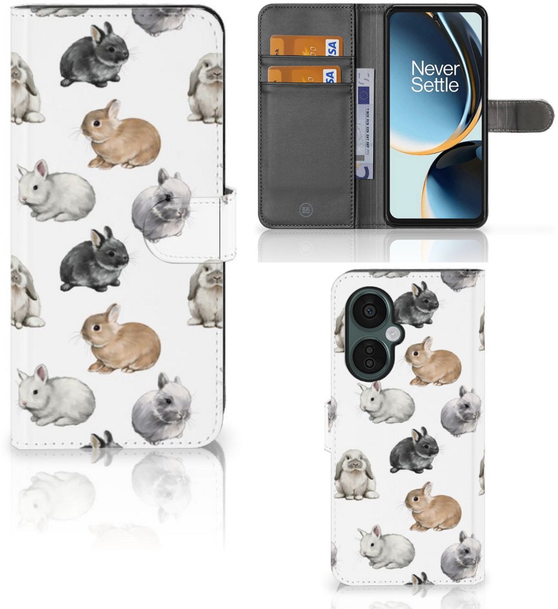 Telefoonhoesje met Pasjes voor OnePlus Nord CE 3 Lite Konijntjes