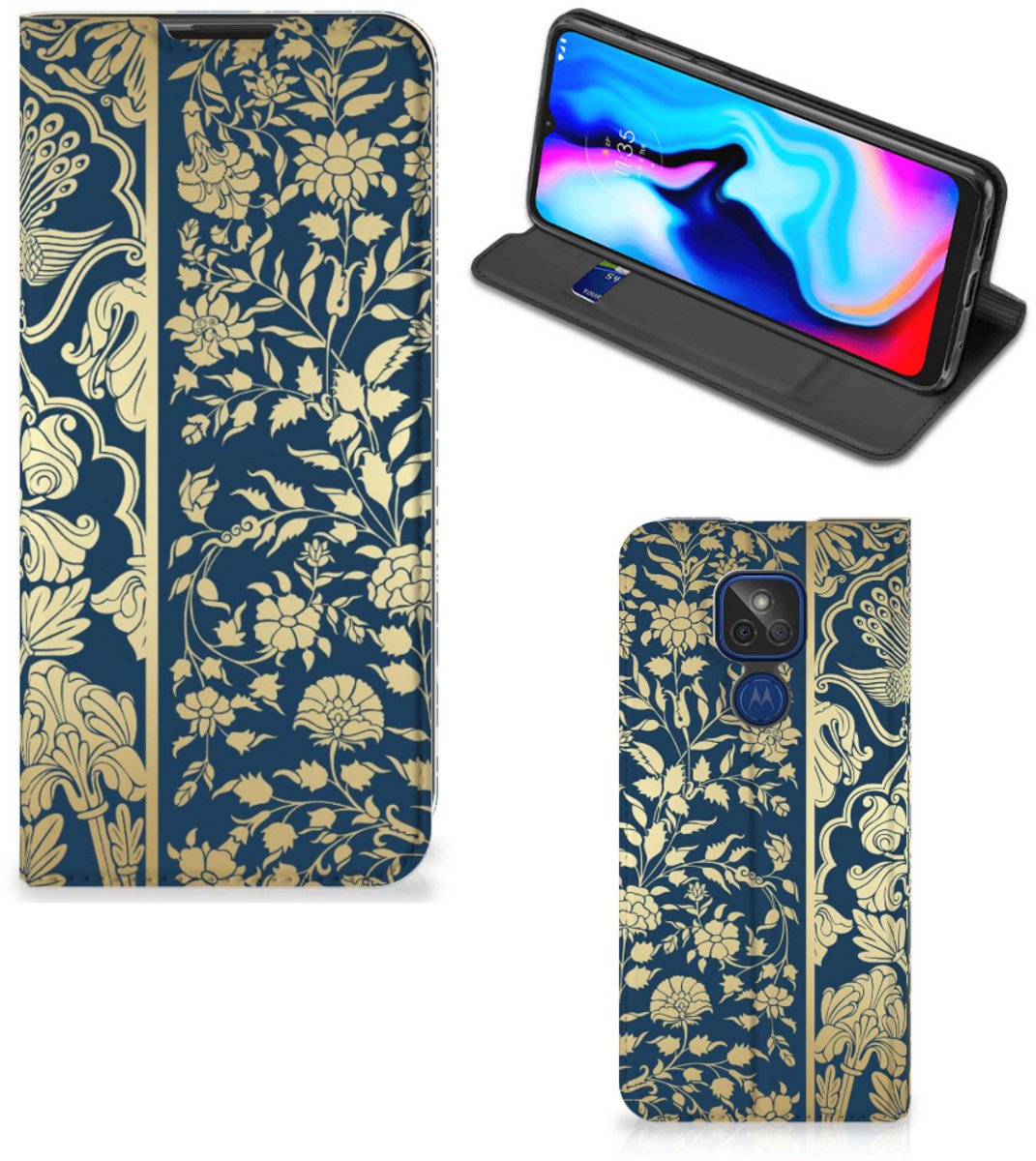 Motorola Moto G9 Play Smart Cover Beige Flowers