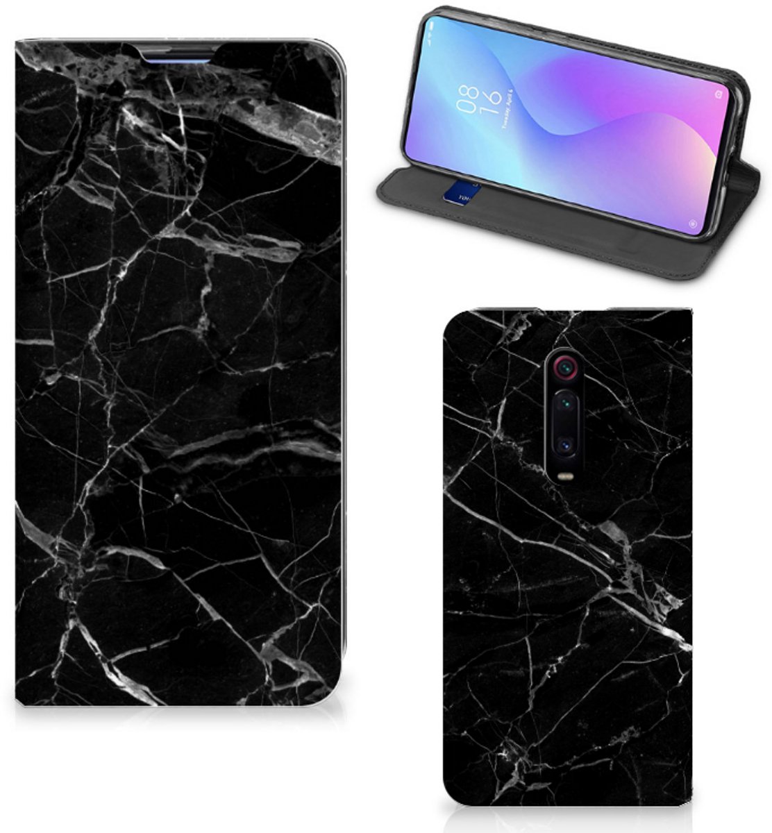 Xiaomi Mi 9T Pro Standcase Marmer Zwart - Origineel Cadeau Vader