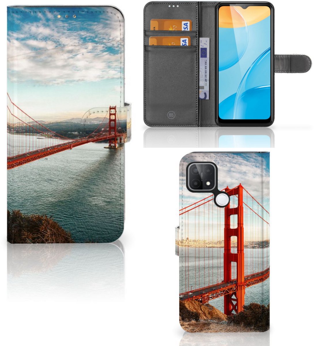 Book Case voor OPPO A15 Flip Cover Golden Gate Bridge