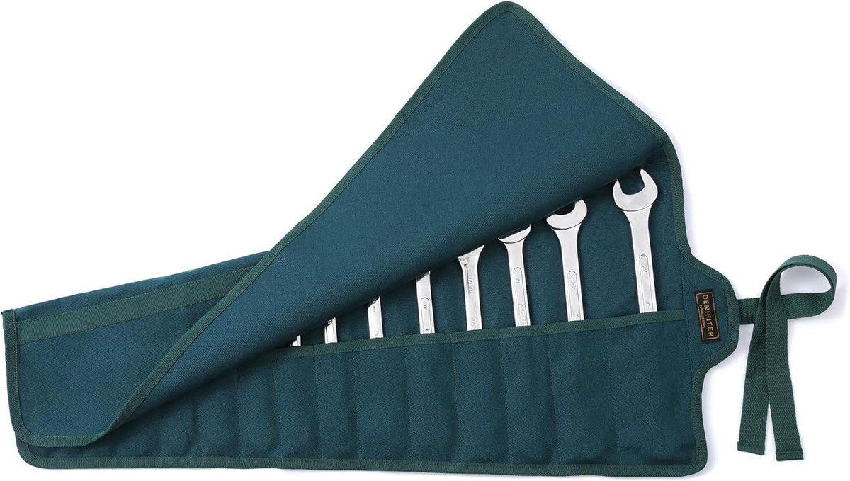 Multifunctionele Gereedschapstas van Gewaxte Canvas - Zwaar Belastbaar en Ruimtebesparend, 26,5 x 12,5 inch, Donkergroen