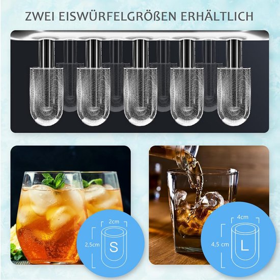 IJsblokjesmachine met 12 kg ijsproductie per 24 uur en 2 ijsblokjesmaten van Merkloos — afbeelding 5